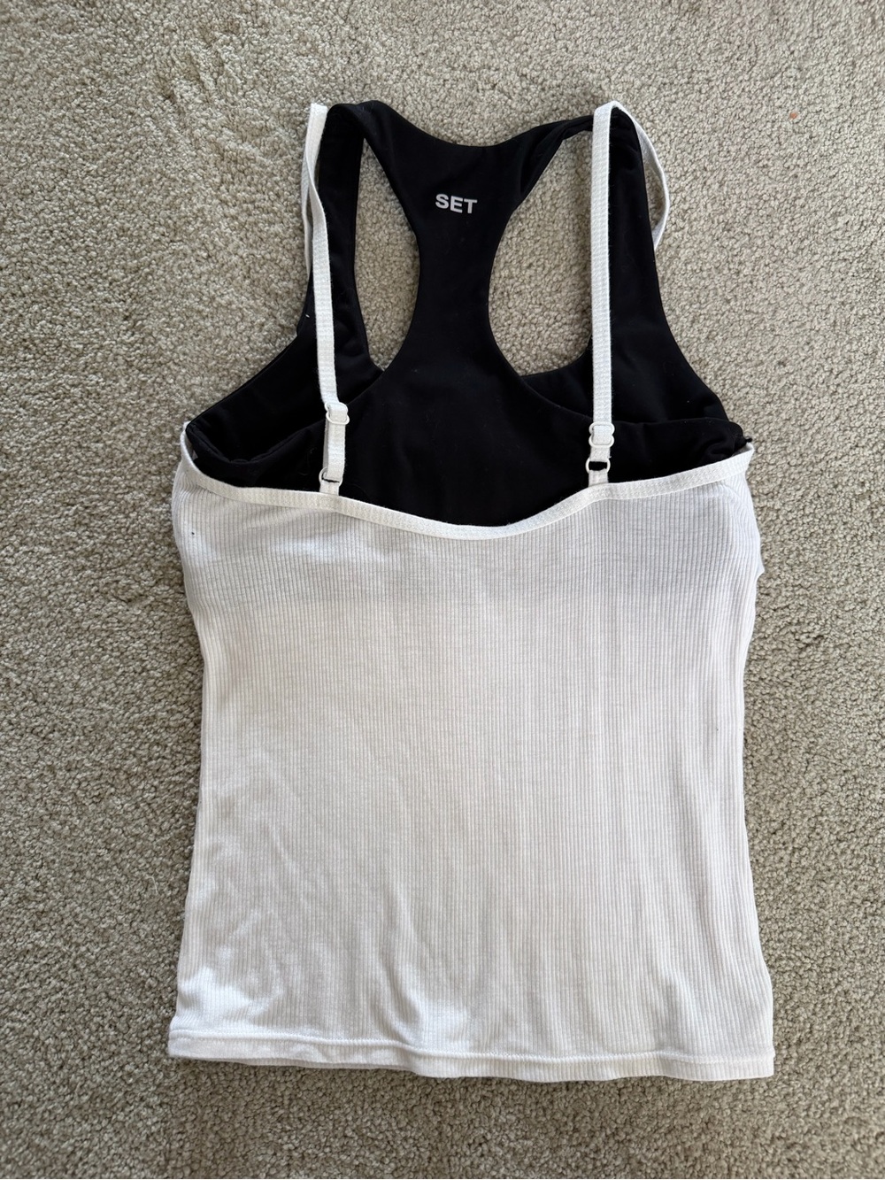 SET Active White Ribbed Tank Top - Picture 6 of 10